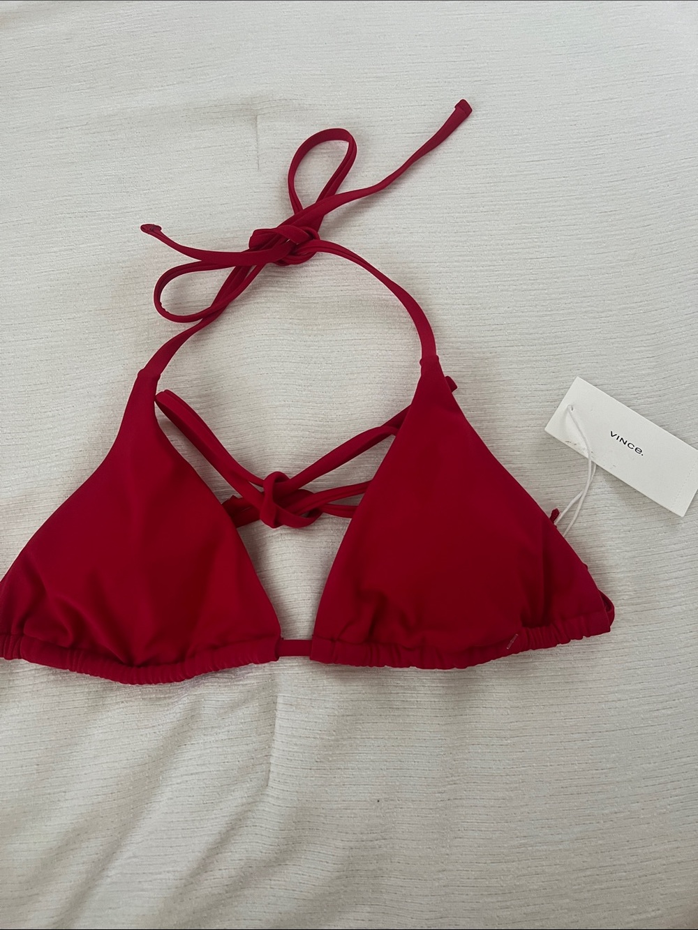 Vince Poppy Red Triangle Swim Top M
